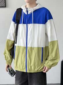 Claim Dot Herren Kontrast Farbige Reißverschluss Stehkragen Kapuzen Jacke mit Tunnelzug für den Herbst - Verschiedenfarbig - Übersicht 4