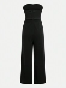 SHEIN Mono de punto acanalado con tachuelas de rhinestone en unicolor para adolescentes