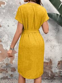 EMERY ROSE Women'S A-Line Waist Belted Dress Casual Dress Summer