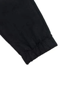 Manfinity Homme 男式贴布斜口袋抽绳腰裤，秋季 - 彩色 - 查看 3