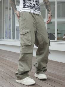 Manfinity Hypemode Jeans casuales holgados de unicolor con bolsillos para hombre
