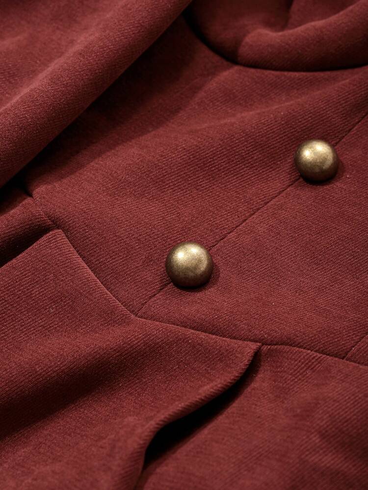 Solid Color Square Neck Form-Fitting Puff Sleeve Mid-Length Dress For Women,Fall Clothes Long Sleeve Dress Red Women Dresses,New Year Maxi Dress