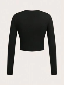 SHEIN Essnce 4pcs Fashionable Leopard Print Casual Round Neck Long Sleeve Slim Fit Women's Basic T-Shirt Women's Round Neck Long Sleeve Fitted All-Match T-Shirt Cropped Tight Fit T-Shirts, Spring & Autumn