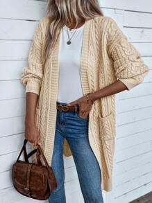 Chiquease Cárdigan de manga larga suelto de unicolor para mujer