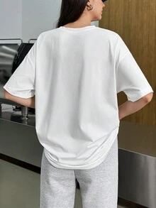 INAWLY 拉面猫印花短袖 T 恤，送给猫迷的可爱礼物 - 白色 - 查看 2
