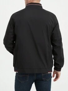 Manfinity Homme 男士休闲条纹长袖拉链夹克，春秋季，送给男朋友的礼物