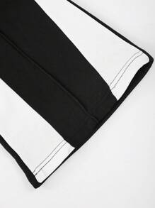 Manfinity EMRG 2pcs Men's Letter Print Hoodie Sweatshirt And Drawstring Sweatpants Casual Set - Black and White - View 5