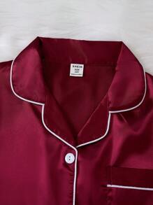 Conjunto de 3 piezas de pijama para niña preadolescente - Pantalón largo de tela de color rosa claro sólido, shorts y blusa de manga corta con cuello, conjunto casual para el hogar