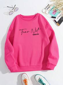 INAWLY Women's Crew Neck Letter Print Sweatshirt, Autumn Winter,Long Sleeve Tops Fall Cloth For Women - Hot Pink - View 5