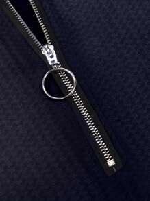 INAWLY 全新秋冬女式 V 领拉链细节拼接华夫格纹理长袖上衣图案 T 恤女式上衣春季装