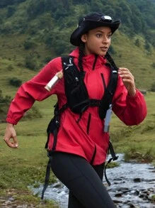 In My Nature Women Zipper Front Hooded Long Sleeve Casual Outdoor Jacket - Red - View 7