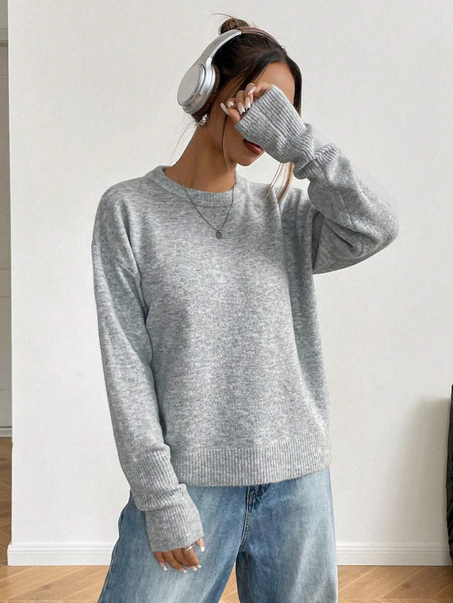 Chiquease Suéter de punto estilo clásico francés, versátil para otoño/invierno