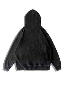 ROMWE MEN Street Life Lässiger Kapuzenpullover mit Buchstaben- und Figurendruck für Herren, langärmelig, für den Herbst