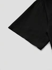 PopScrub Women's Solid Color V-Neck Short Sleeve Pocket Casual Nursing Uniform Scrub Top - Black - View 7