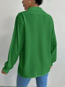 EURMUSE Turn-down Collar Casual Shirt - Green - View 2