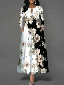 Floral Print Hidden Pocket Longline Dress