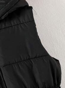 SHEIN Explorewe Tween Girls Elongated Zip-Up Hoodie Vest With Pockets