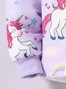 Tween Girls Long Sleeve Front Button All-Over Print Hooded Casual Jacket - Violet Purple - View 6