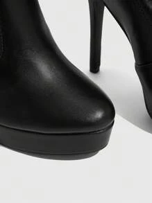 CUCCOO SZL Giày bốt cao gót đế xuồng màu đen cho nữ - Thích hợp đi làm, hẹn hò, dự tiệc, các dịp lễ hội, nghỉ xuân, lễ Phục sinh và Giáng sinh. - màu đen - Xem 7