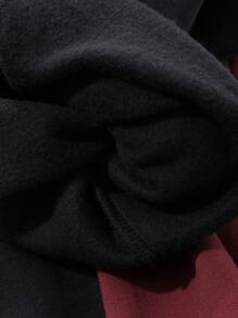 DAZY Sudadera con estampado de letras y bloques de color para mujer, otoño/invierno