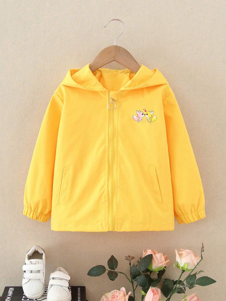 Chaqueta informal tipo rompevientos con capucha de unicornio para niñas, con estilo y de para otoño