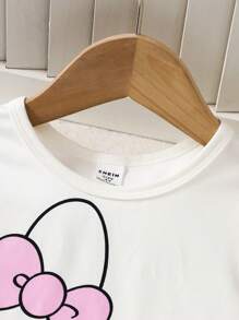 2 件套可爱猫咪卡通印花少女休闲舒适长袖上衣和裤子家居服套装 - 彩色 - 查看 2