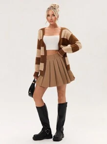 Glamine 女士拼色长袖休闲针织开衫