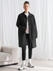 Manfinity VCAY Men's Loose Fit Quilted Long Casual Jacket, Suitable For Autumn & Winter - Black - View 4