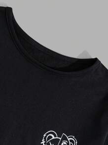 RueChic Men Bear Printed Regular Longsleeve Homewear Set - Black - View 3