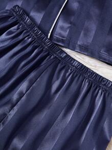 Girls Striped Long Sleeve Cardigan & Pants 2 Pieces Pajama Set, Champagne Color, For Older Tween Girl - Royal Blue - View 6