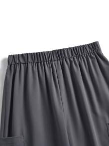 TaskEZ Solid Color Splicing Front Button Long Sleeve Pocket Scrubs Scrub Uniform Top And Pants - Pink - View 7