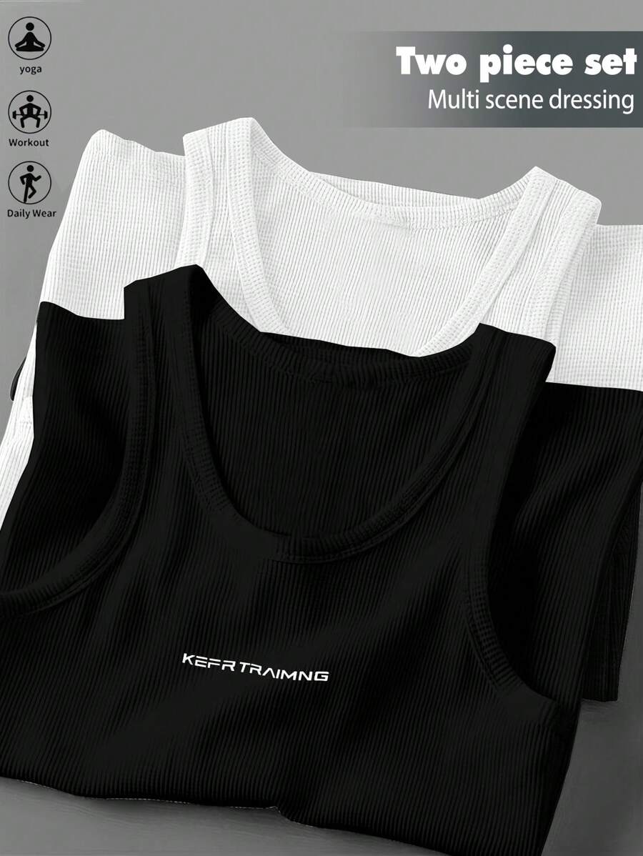 Manfinity 3 chiếc áo thun thể thao cổ tròn màu trơn dành cho nam kiểu bạn trai, áo ba lỗ tập luyện, áo thun cơ bản, áo bóng rổ, áo thun kiểu bạn trai, áo hoodie kiểu bạn trai, áo hoodie nam - Đen và trắng - Xem 1