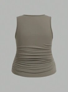 EMERY ROSE 3 件套纯色休闲简约方领加垫背心，适合大码女士，秋冬季 - 彩色 - 查看 9