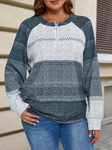 EMERY ROSE Plus Size Casual Everyday Zip-Up Raglan Sleeve Hoodie, Autumn/Winter