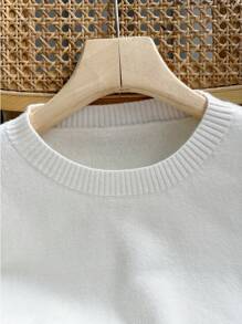 Chiquease 全新蓬松保暖圆领保暖内衬长袖毛衣，女式，长袖上衣