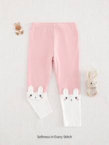 Cozy Pixies Quần legging họa tiết thỏ hoạt hình dễ thương cho bé gái cạp chun nhiều màu - Hồng - Xem 7