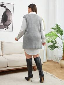 RueChic Plus Split Hem Sweater Vest Without Blouse