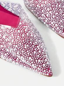 CUCCOO HITCHD 尖头水钻和人造珍珠装饰女式高跟鞋新年假期 - 玫紅色 - 查看 11