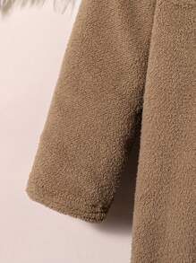 青少年女孩可爱中长蓬松保暖风衣夹克，适合圣诞节