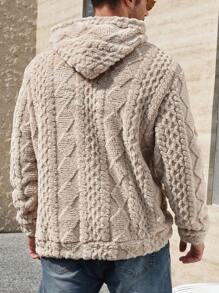 Manfinity Homme Áo hoodie dài tay màu trơn cỡ lớn cho nam có túi, trang phục thường ngày khi đi chơi, áo hoodie lông cừu Sherpa, quà tặng cho bạn bè, chồng, bạn trai - Lạc đà - Xem 2