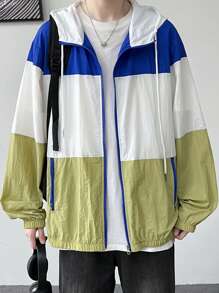 Claim Dot Herren Kontrast Farbige Reißverschluss Stehkragen Kapuzen Jacke mit Tunnelzug für den Herbst - Verschiedenfarbig - Übersicht 1