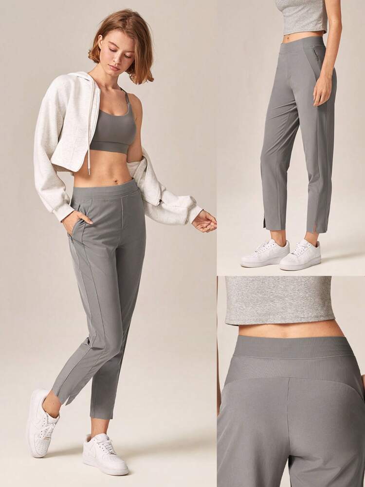 25'' VitalSwift Ultra-Light Petite Tapered Slim-Fit Slit Work Joggers Pants With Side Pockets Daily Casual Fall