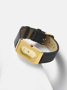 MOTF PREMIUM 1 件品牌优雅黑色皮革和黑色表盘女士手表 - 黑色 - 查看 4