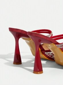 CUCCOO TILAWA Pointed Toe Glitter Party High Heel Pumps For Women - Red - View 4