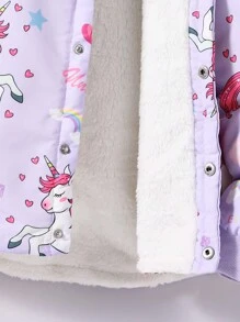 Tween Girls Long Sleeve Front Button All-Over Print Hooded Casual Jacket - Violet Purple - View 4