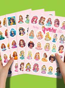 100 张/包可爱卡通公主贴纸，适合儿童 DIY，4 包圣诞节可作为节日礼物 - 彩色 - 查看 1