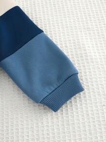 Cozy Pixies Bộ 2 áo hoodie tay dài cổ tròn màu tương phản Jacquard cho bé trai và quần dài cạp chun - Nhiều màu - Xem 8