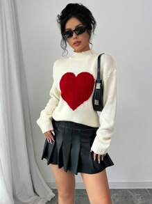 Chiquease 心形图案圆领长袖针织毛衣 - 彩色 - 查看 6