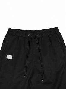 Manfinity Homme 男式贴布斜口袋抽绳腰裤，秋季 - 彩色 - 查看 4