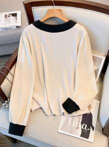 SHEIN LUNE 1 chiếc áo dài tay màu khối cỡ lớn dành cho nữ, trang phục thường ngày và công sở, mùa thu/đông - Nhiều màu - Xem 6